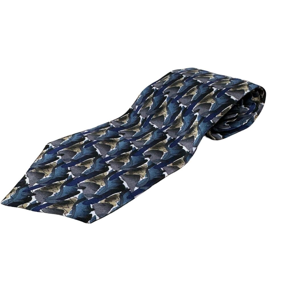 J. Garcia Tie Blue Men’s Silk Blue Mountain Collection Twenty Abstract Design